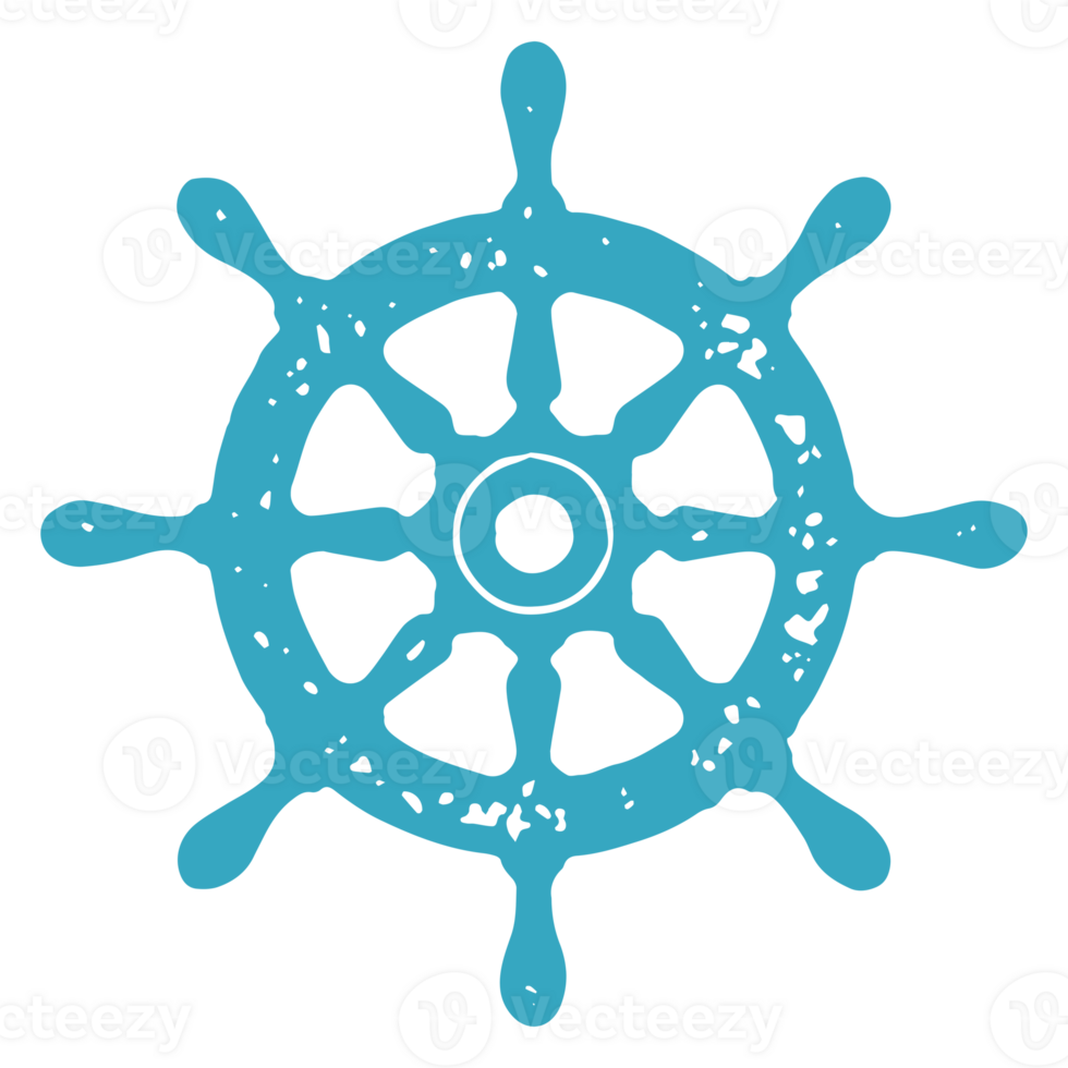 Monochrome simple steering wheel with handles for nautical transportation directional navigation png