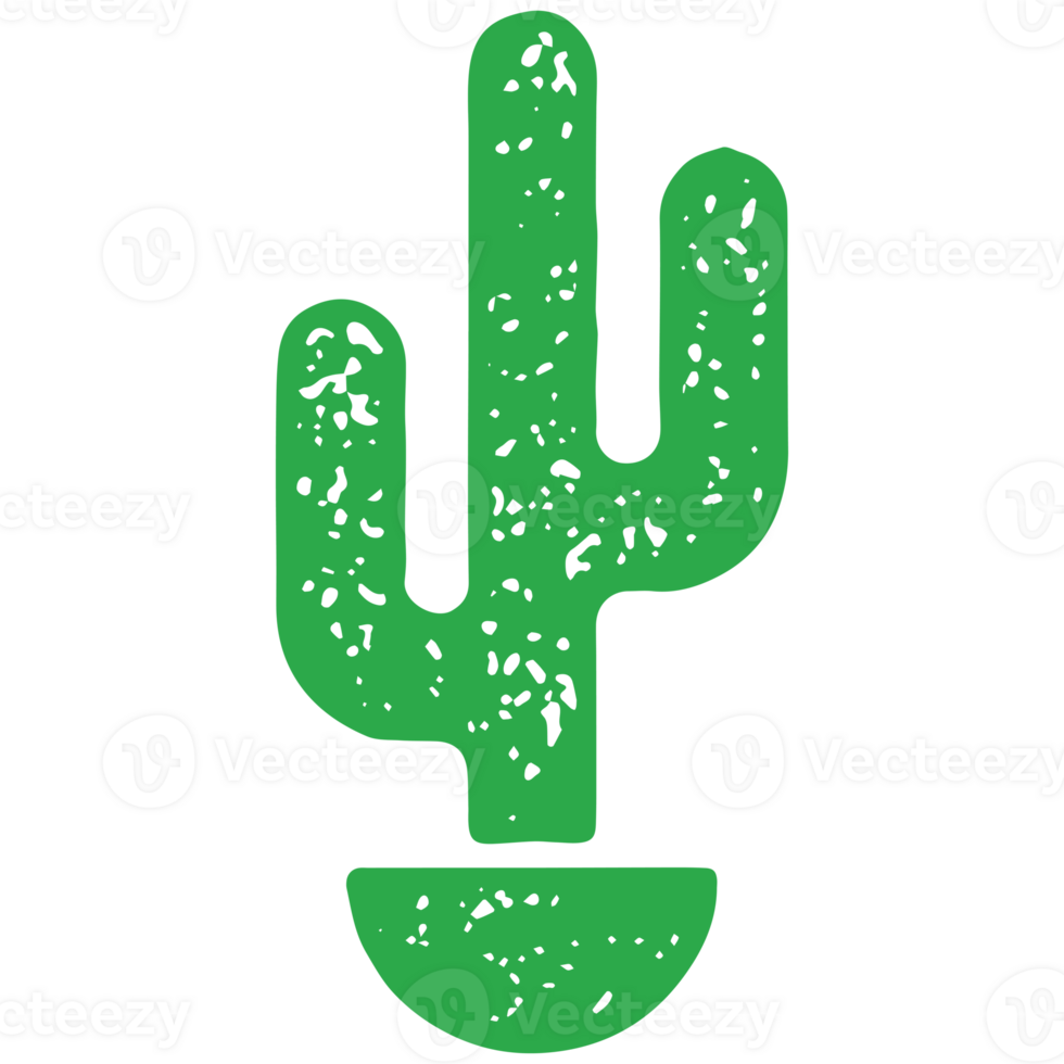 Traditional wild Mexican desert cactus in bowl pot monochrome green grunge texture png