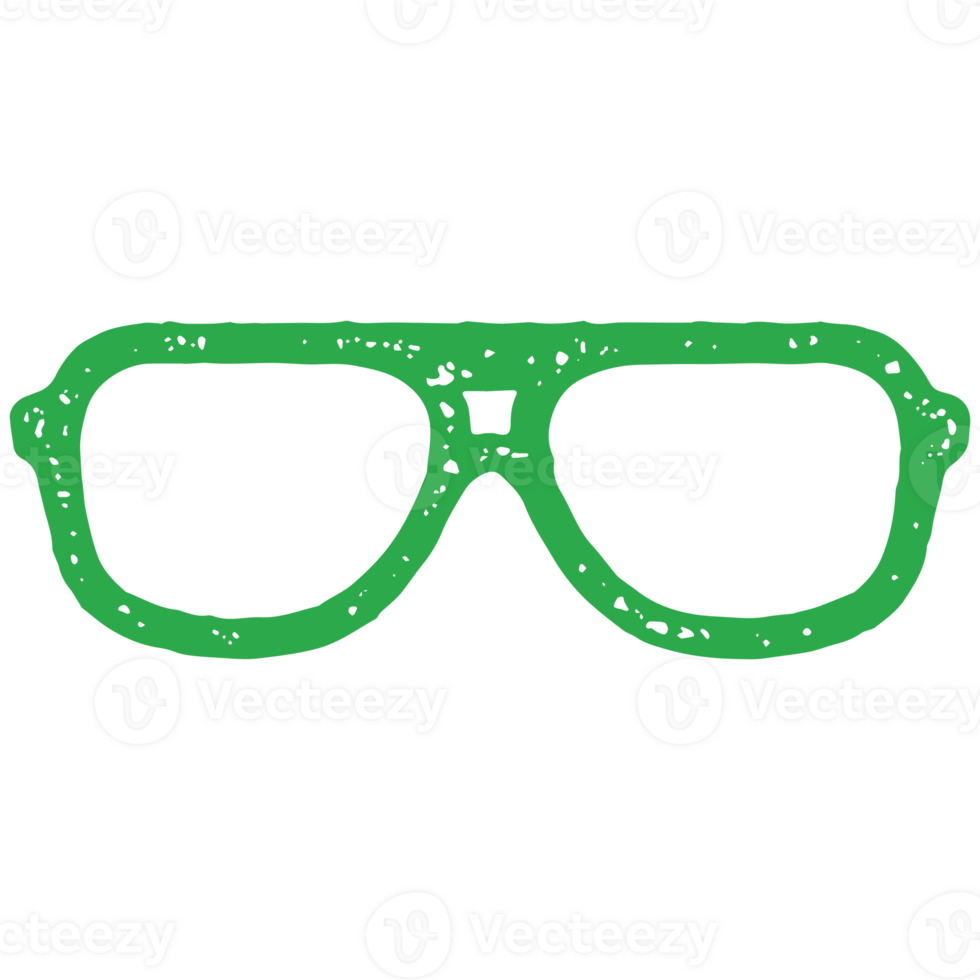 Hand drawn green eyeglasses with transparent lens stylish fashion optical accessory for zoom png