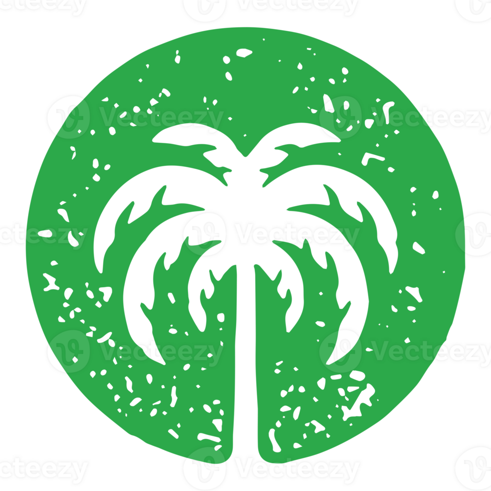 Natural palm tree jungle tropical summer travel vacation green circle logotype grunge texture png