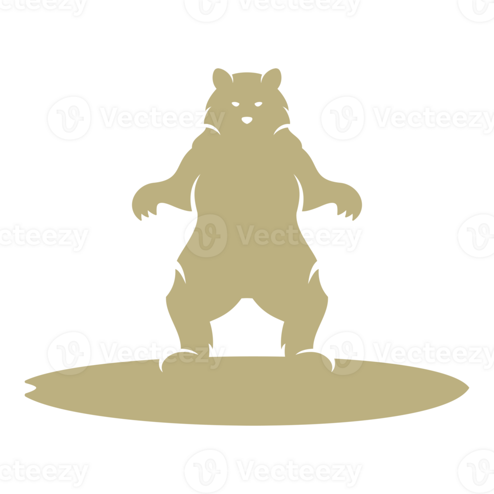 Standing bear hand drawn silhouette retro illustration png