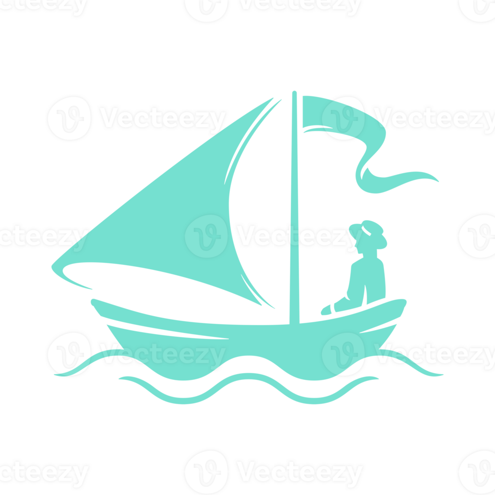 hand drawn silhouette retro illustration of a sailing yacht png