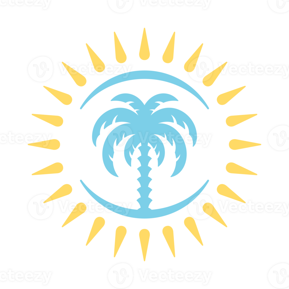 Palm tree hand drawn silhouette retro illustration png
