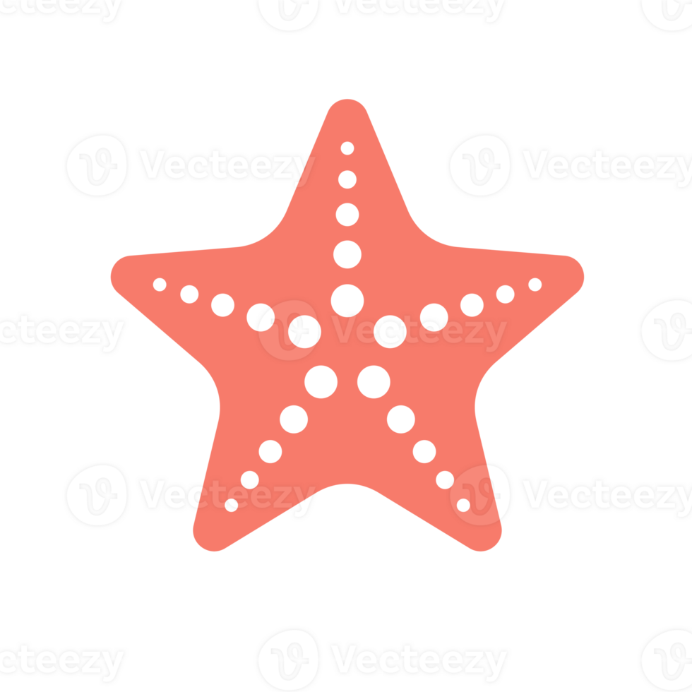 Starfish hand drawn silhouette retro illustration png