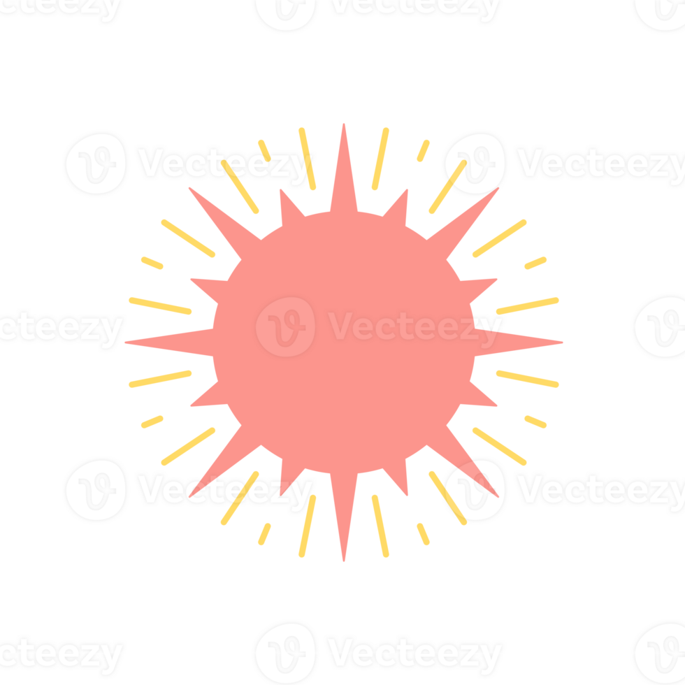 Sun icon hand drawn silhouette retro illustration png