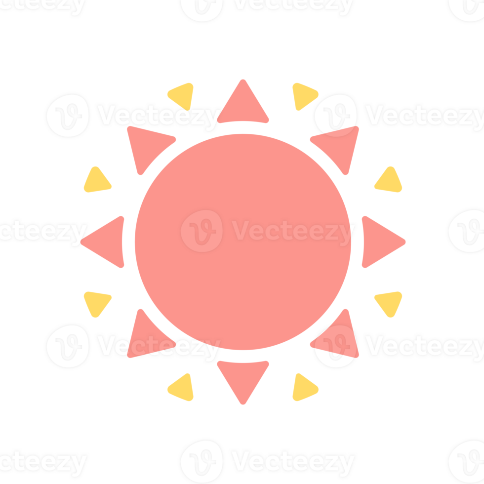 Sun icon hand drawn silhouette retro illustration png