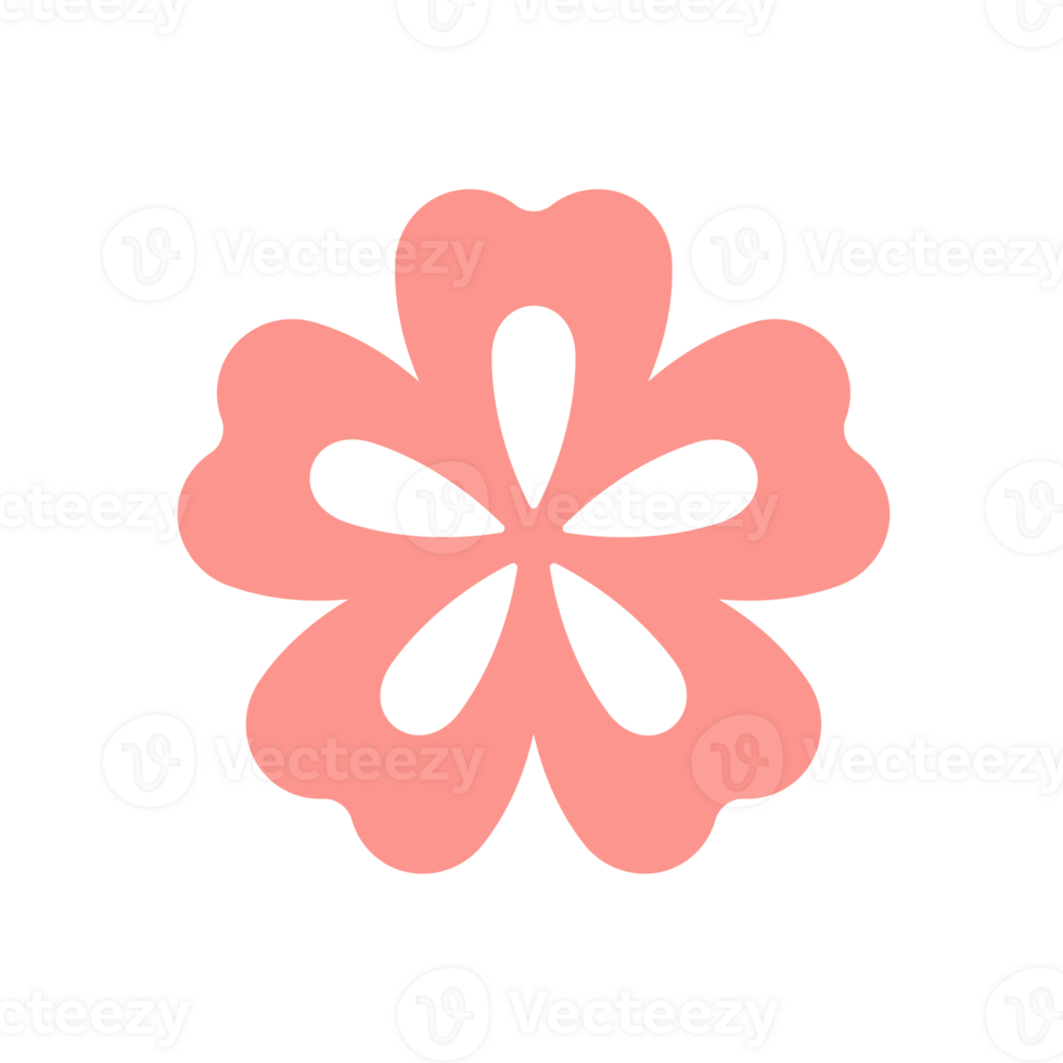 Red tropical flower hand drawn silhouette retro illustration png