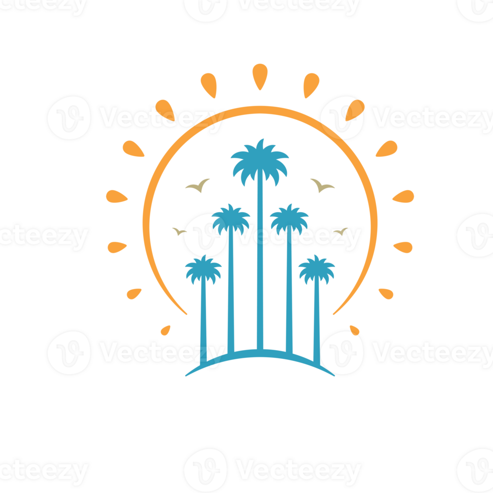 Palm tree hand drawn silhouette retro illustration png