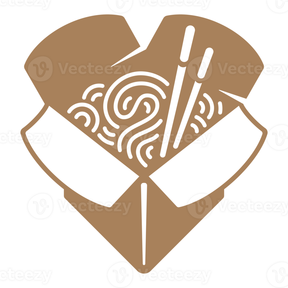 Takeaway box of noodles hand drawn icon vintage illustration png