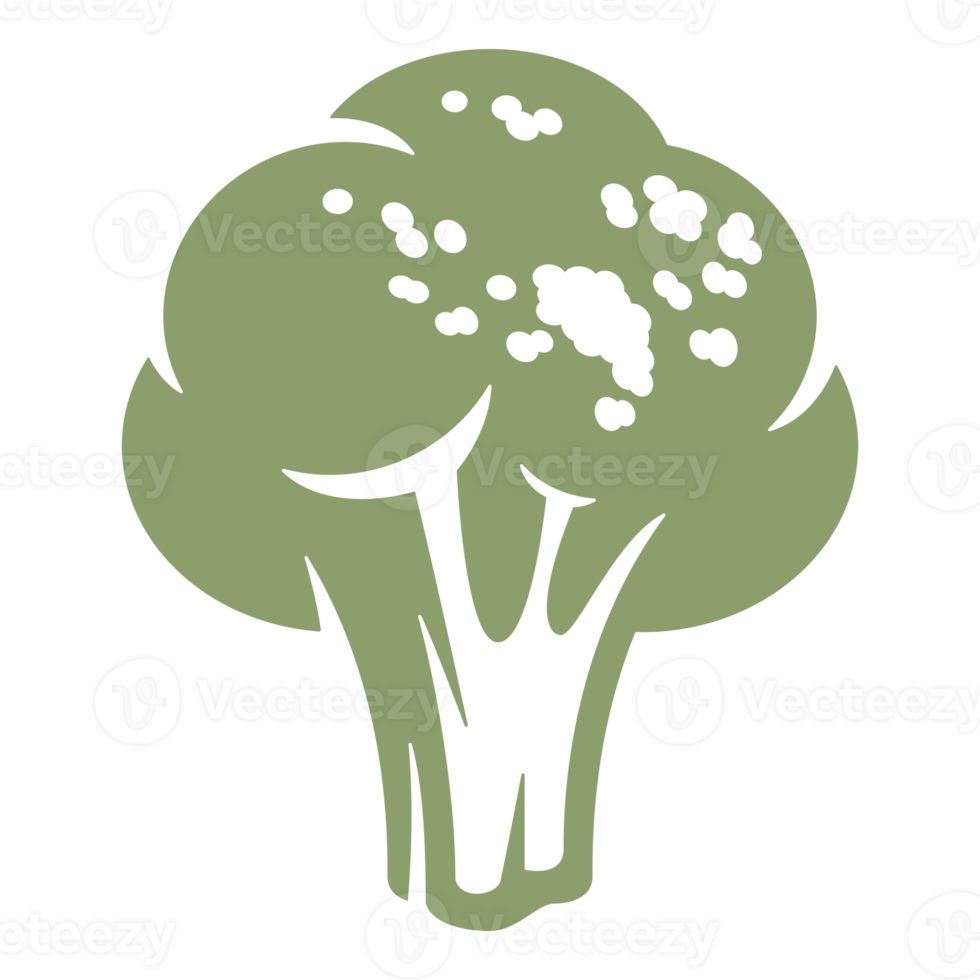 Broccoli sprig icon in green color hand drawn vintage illustration png