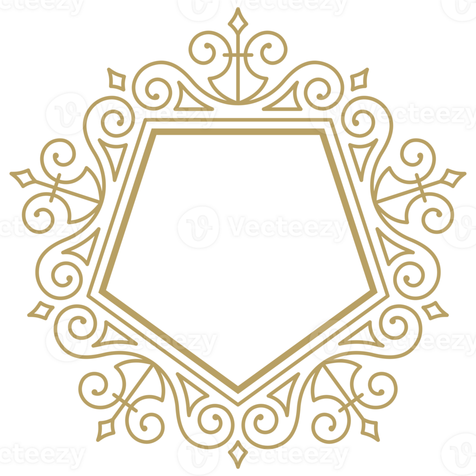 Decorative vintage ornamental pentagon frame png