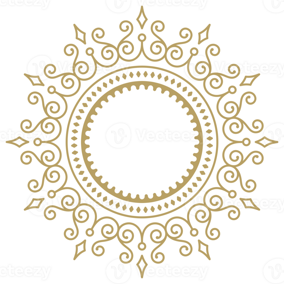 Decorative vintage ornamental round frame png