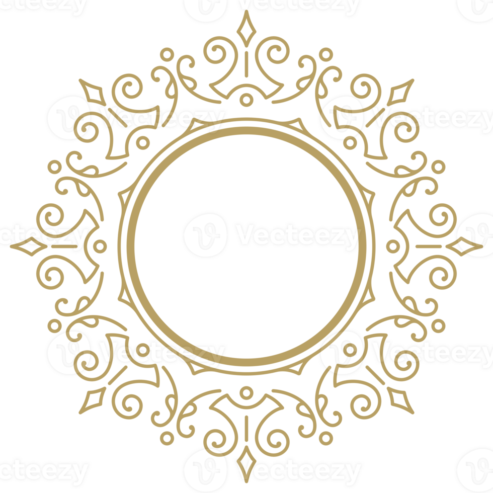 Decorative vintage ornamental round frame png