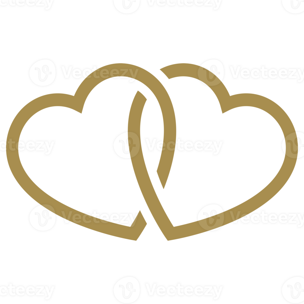 Two crossed hearts hand drawn icon vintage illustration png