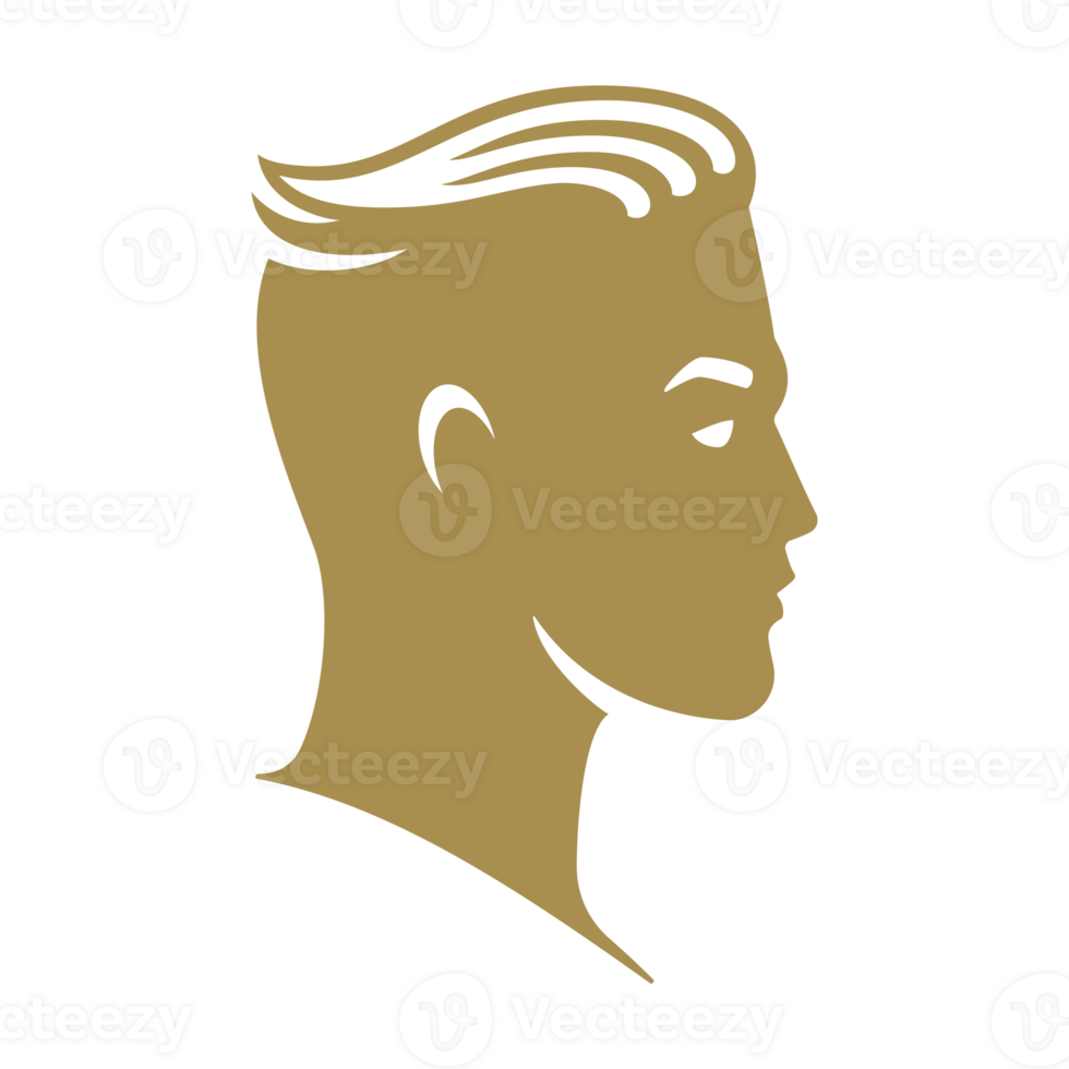 Groom head profile silhouette hand drawn icon vintage illustration png