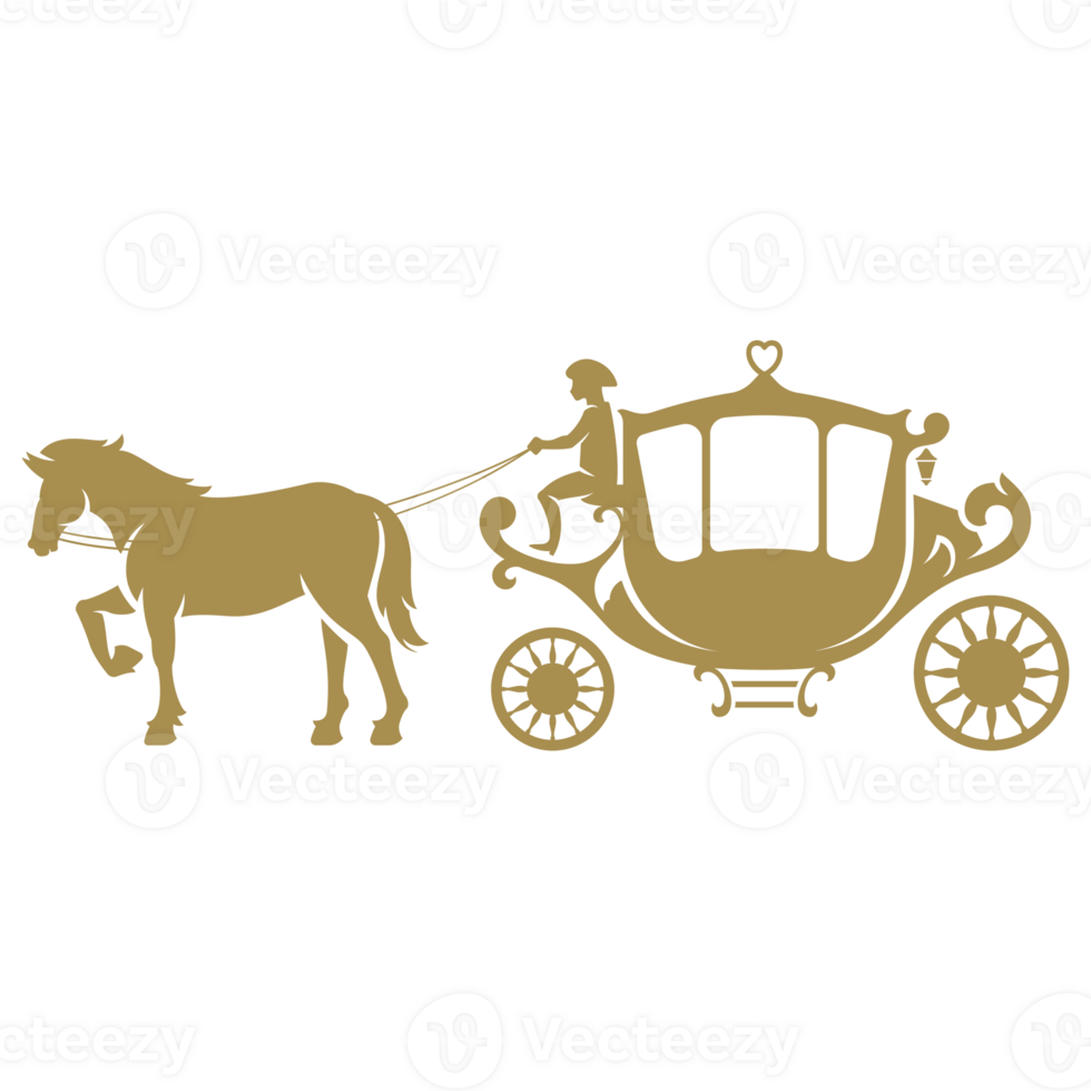 Wedding carriage hand drawn icon vintage illustration png