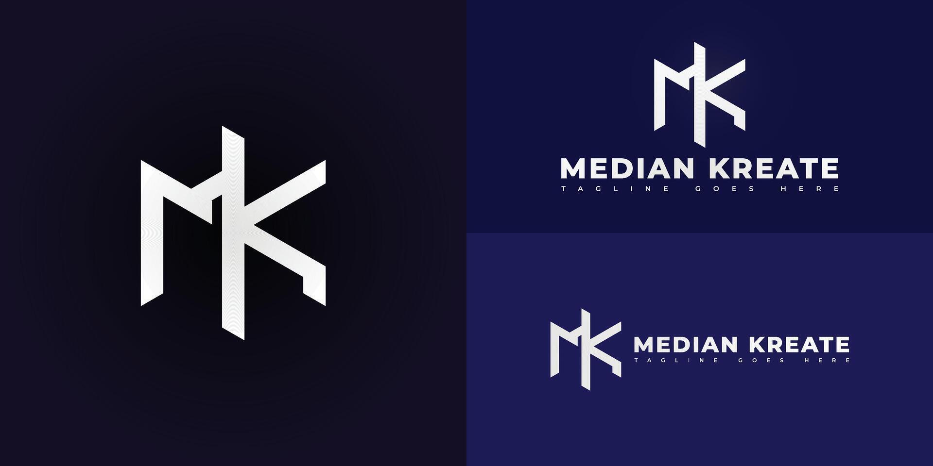 Abstract initial letter MK or KM in white color isolated on multiple background colors. The logo is suitable for architecture design firm logo design inspiration templates. vector