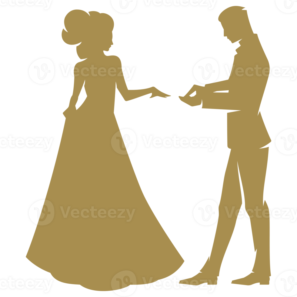 Groom puts the ring on the bride's finger hand drawn icon vintage illustration png