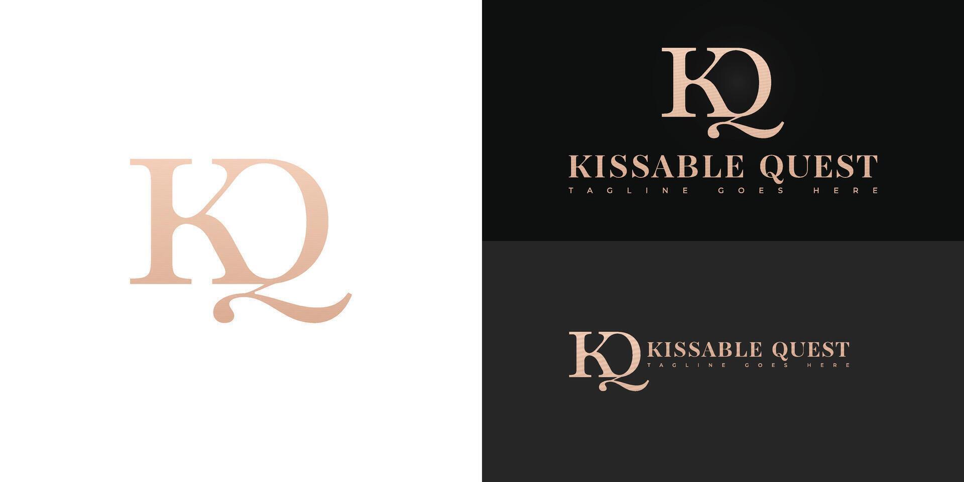 Abstract initial letter KQ or QK in gold color isolated on multiple background colors. The logo is suitable for feminine care brand logo design inspiration templates. vector