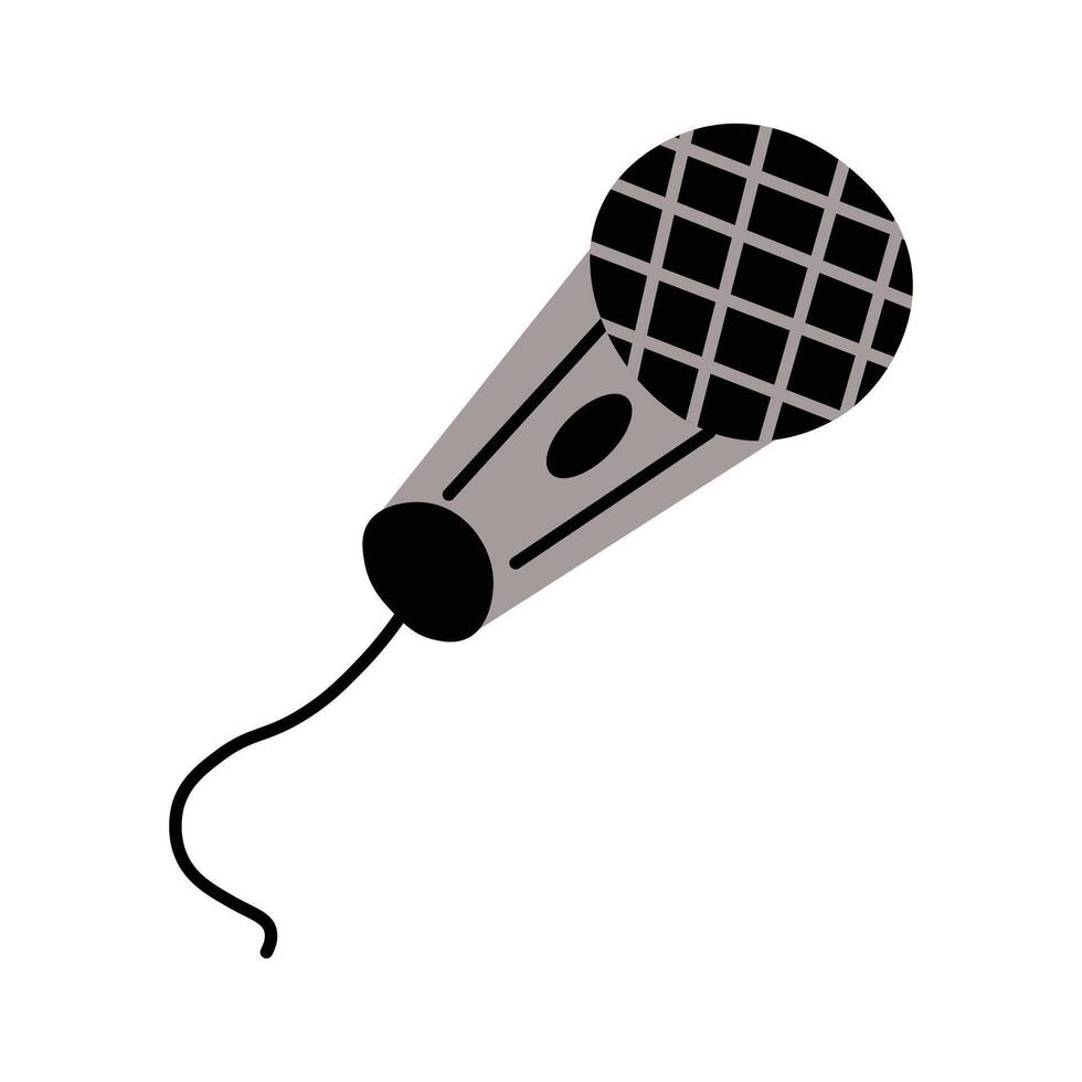 Simple minimalist gray and black microphone design illustration vector