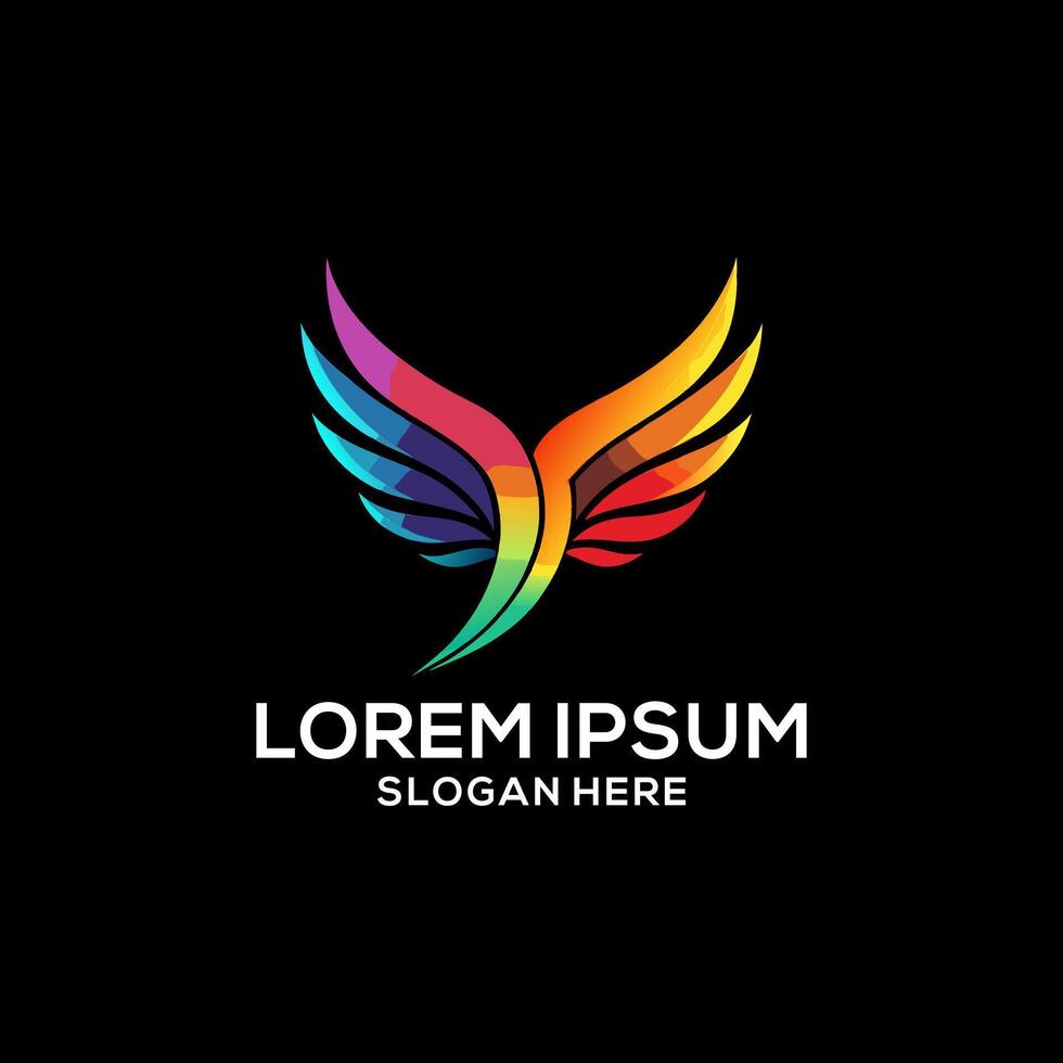 Wings logo colorful gradient illustration. Wings logo . Wings logo for business. vector