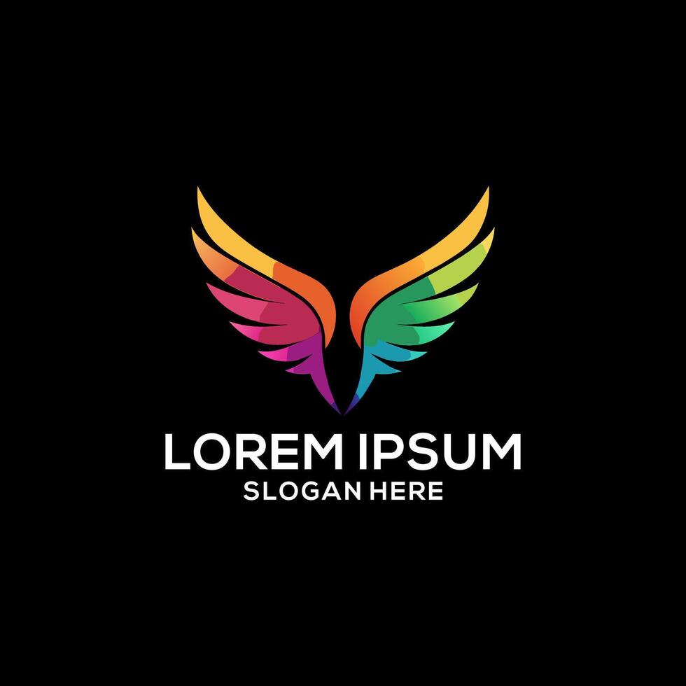 Wings logo colorful gradient illustration. Wings logo . Wings logo for business. vector