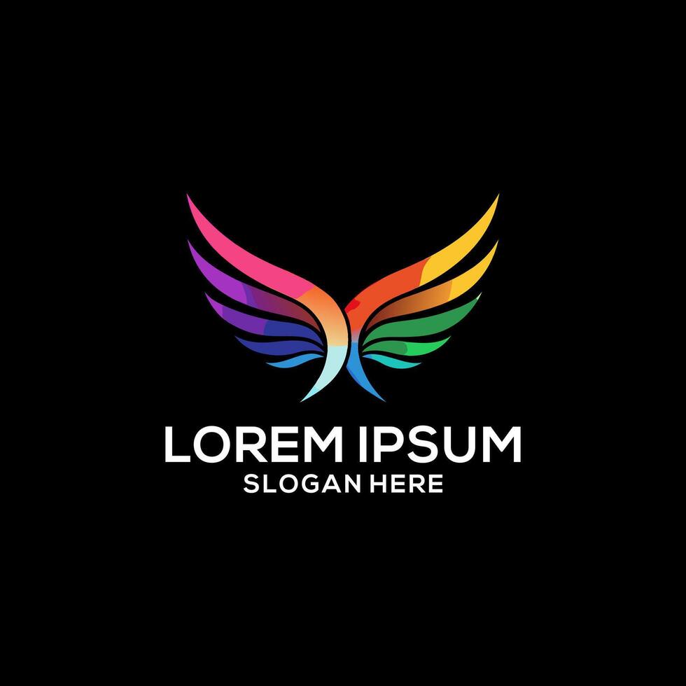 Wings logo colorful gradient illustration. Wings logo . Wings logo for business. vector