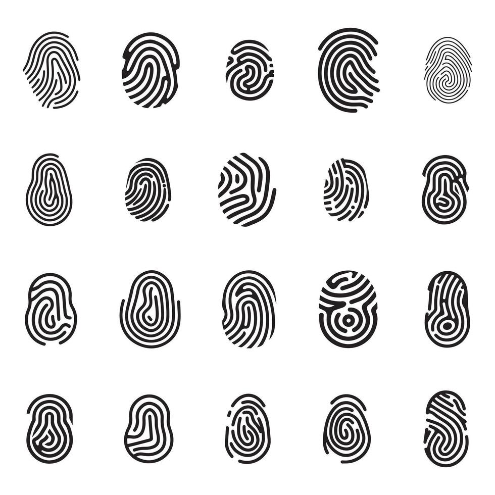 Finger print black and color icon mark human security design. vector