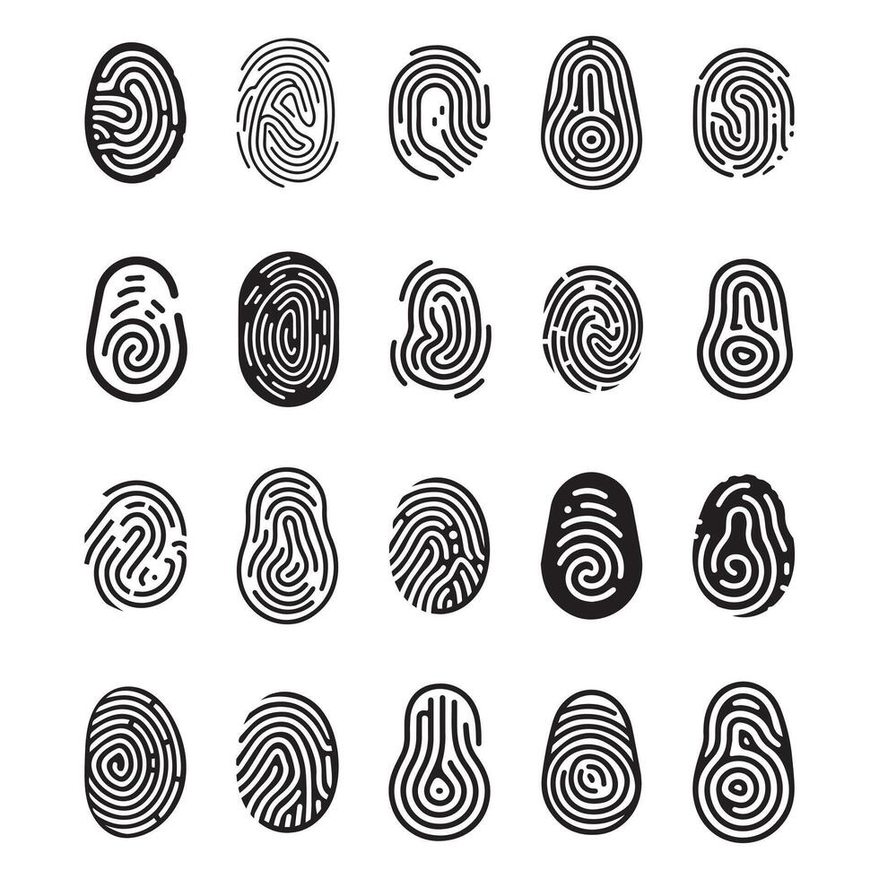 Finger print black and color icon mark human security design. vector
