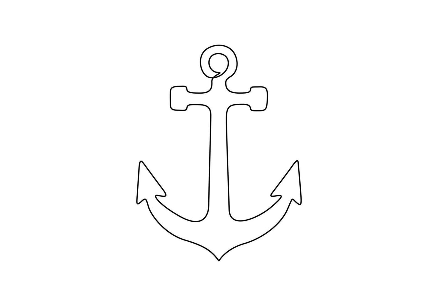 Ship anchor in continuous one line drawing digital illustration vector