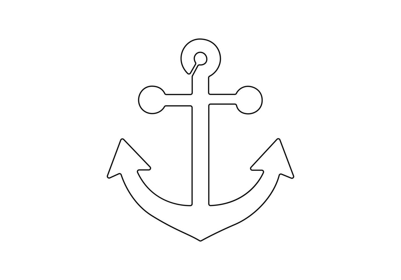 Ship anchor in continuous one line drawing digital illustration vector