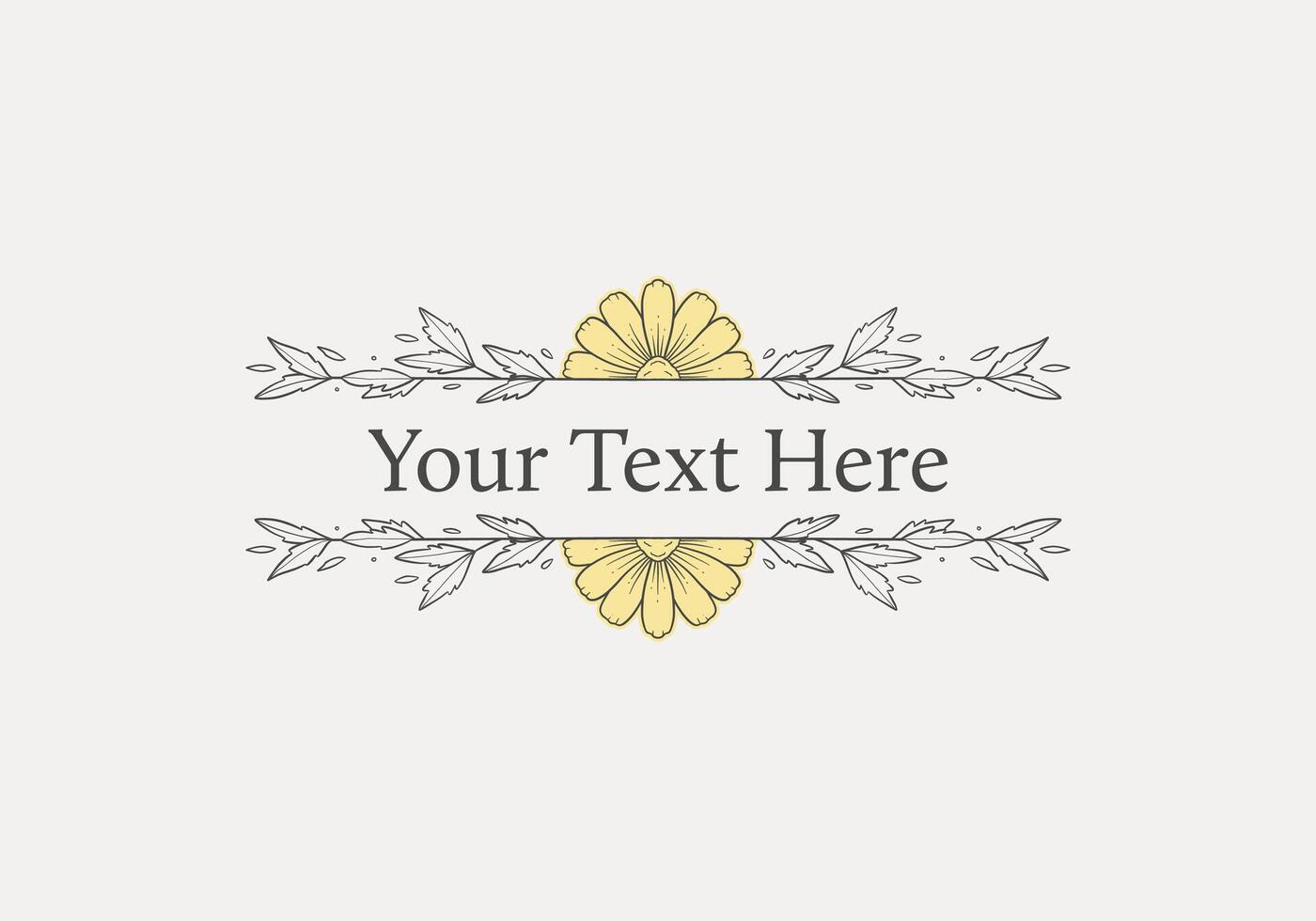 isolated daisy flower header divider line art for text title vector
