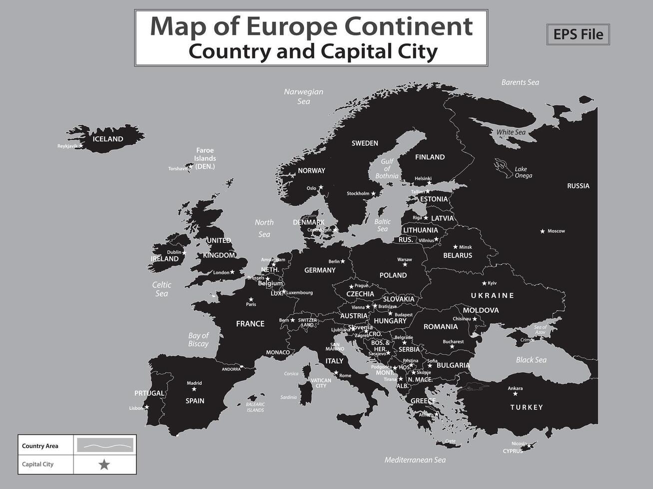 World map. Political maps of North and South America, Europe and Asia, Africa and Australia continents. World map countries and country names. vector