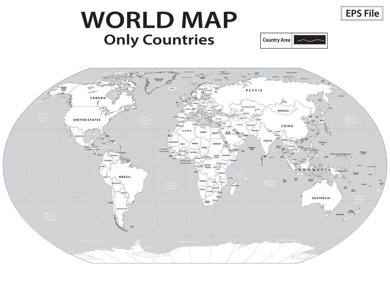 World map. Political maps of North and South America, Europe and Asia, Africa and Australia continents. World map countries and country names. vector