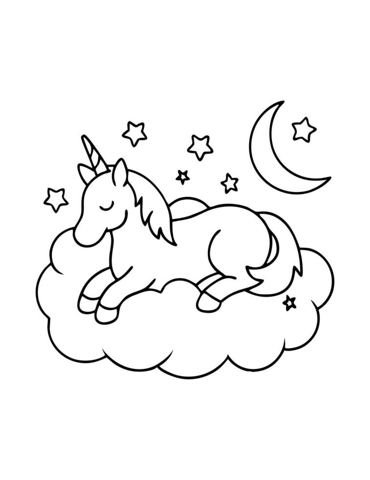 Unicorn Coloring page vector