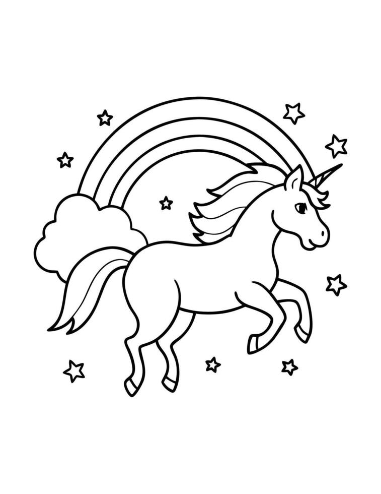 Unicorn Coloring page vector
