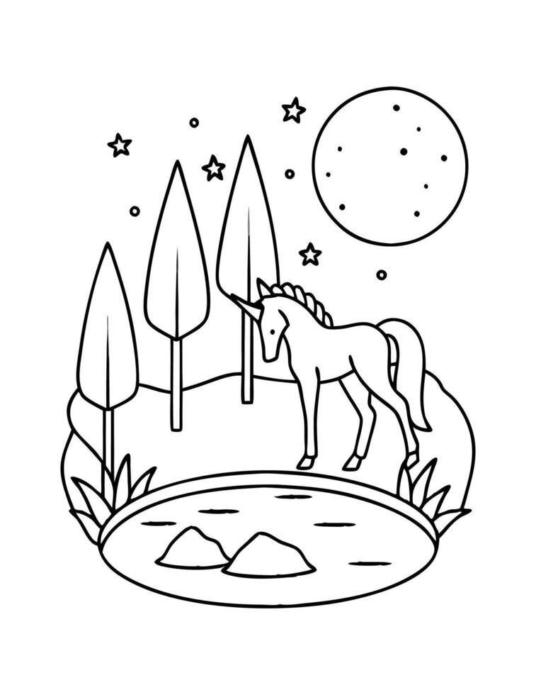 Unicorn Coloring page vector