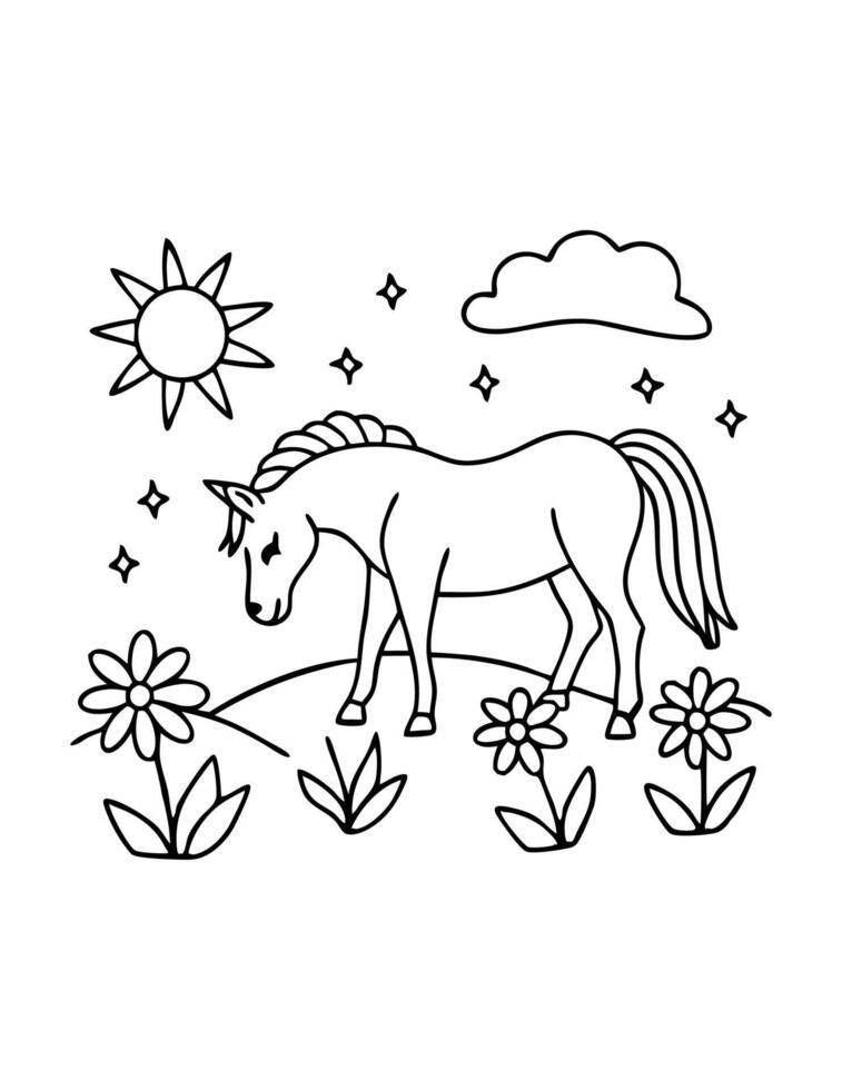 Unicorn Coloring page vector