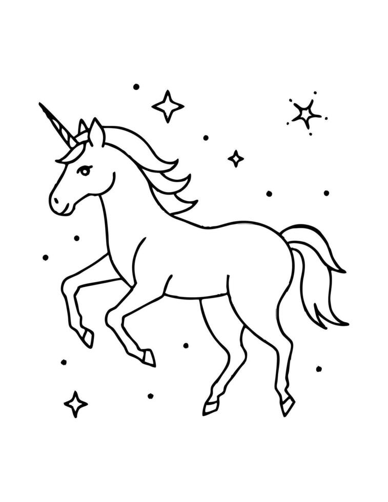 Unicorn Coloring page vector