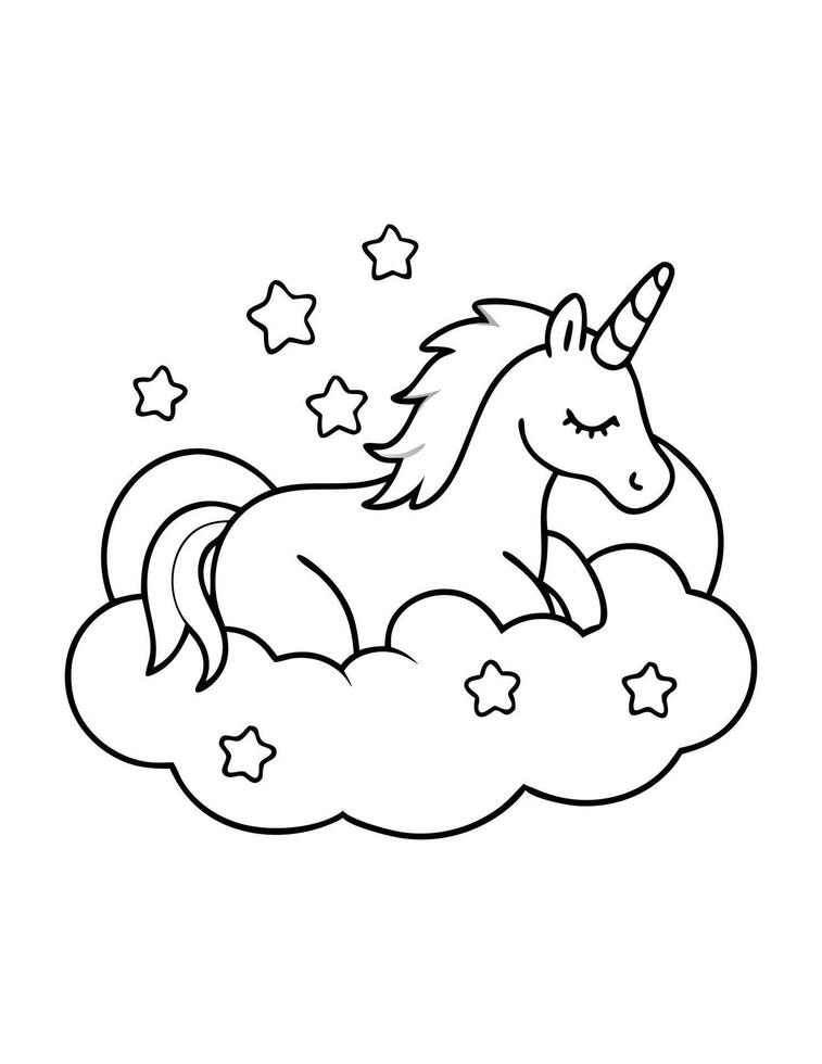 Unicorn Coloring page vector