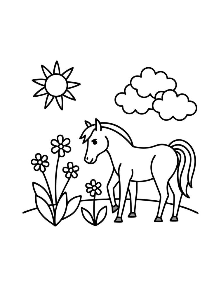Unicorn Coloring page vector