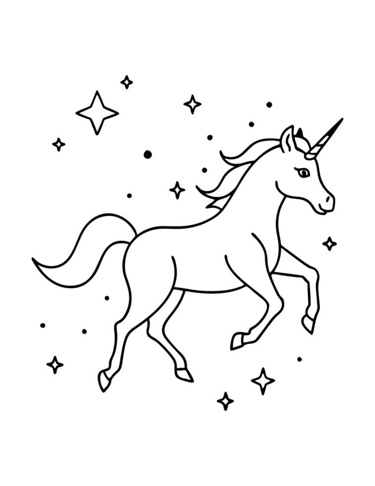 Unicorn Coloring page vector