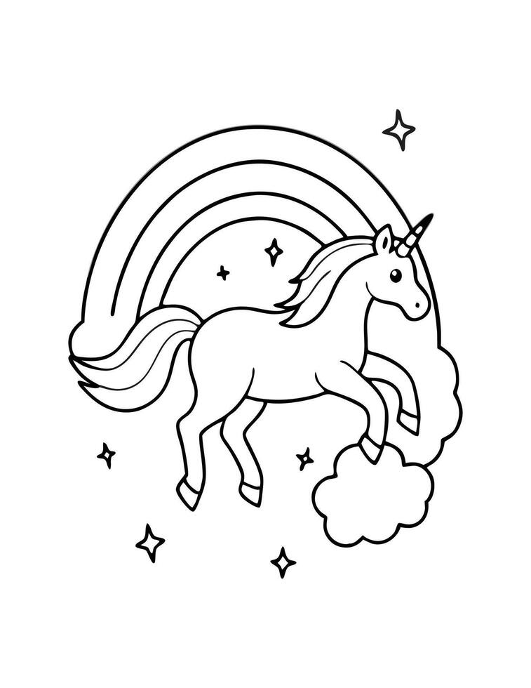 Unicorn Coloring page vector