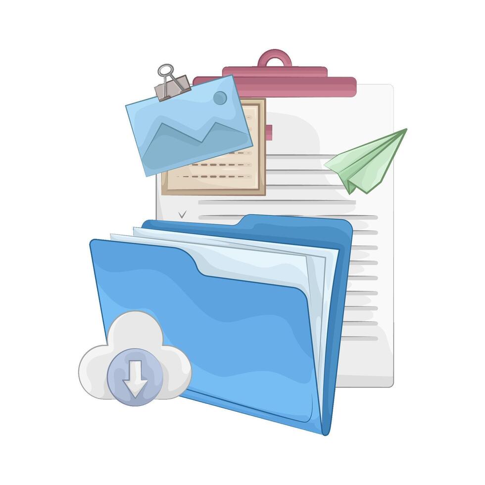 Illustration of folder and clipboard vector