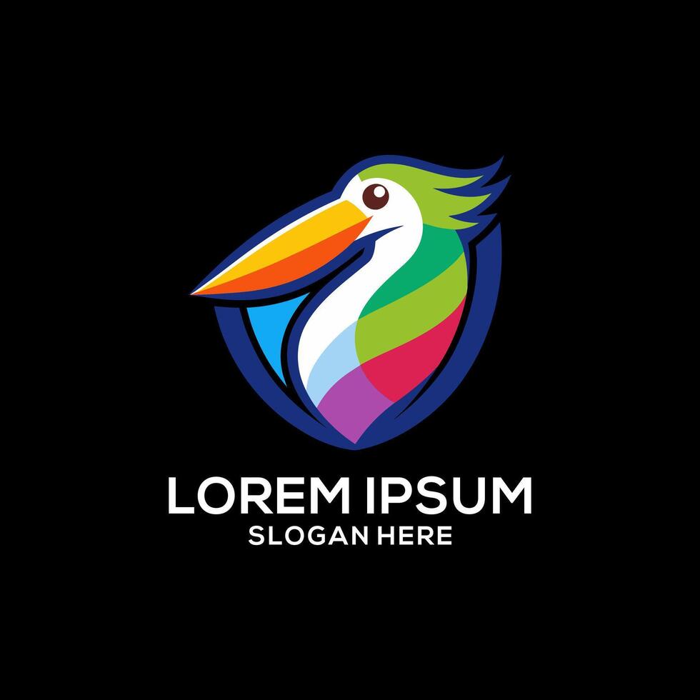 Logo bird pelican gradient colorful design. Bird logo for business. Bird brand logo . vector