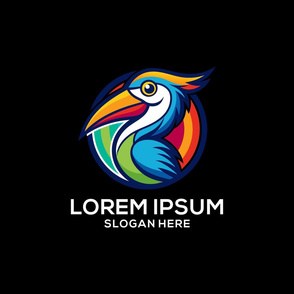 Logo bird pelican gradient colorful design. Bird logo for business. Bird brand logo . vector