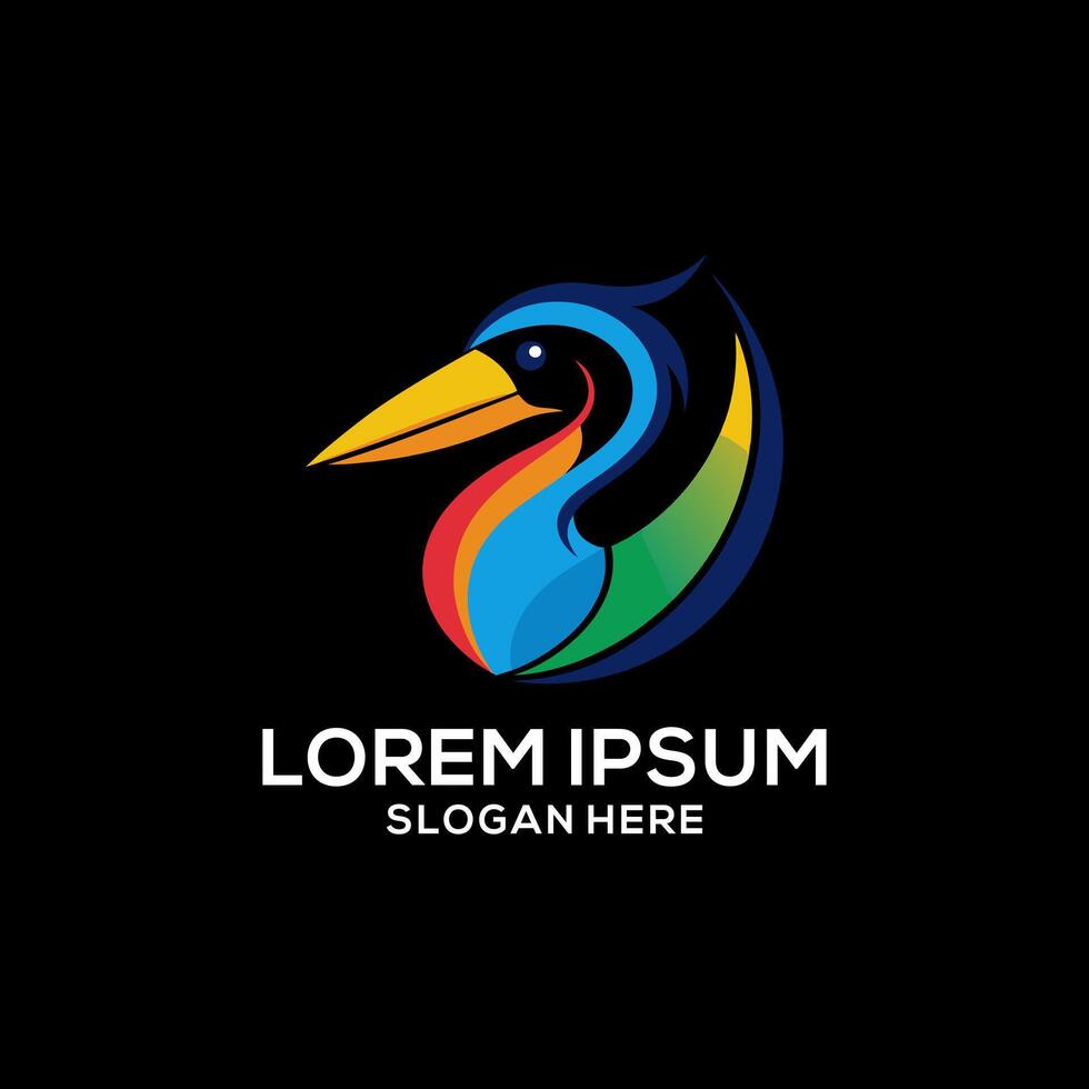 Logo bird pelican gradient colorful design. Bird logo for business. Bird brand logo . vector
