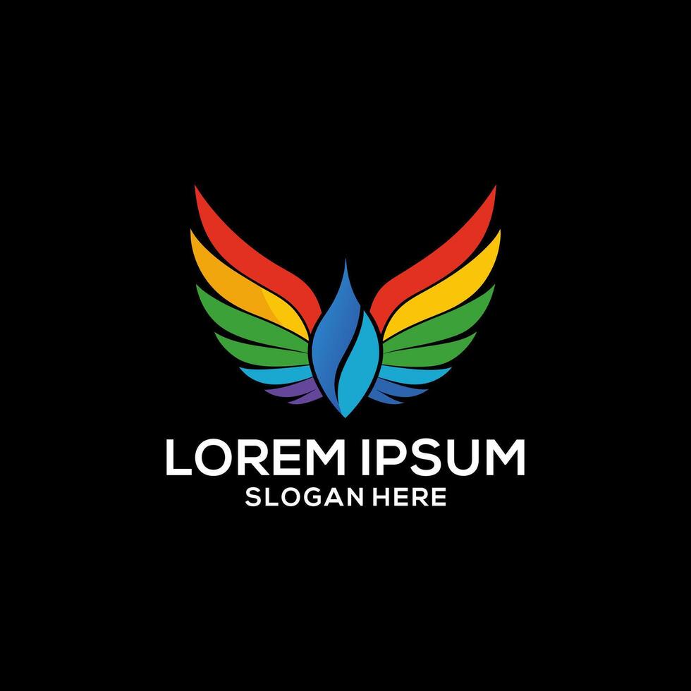 Wings logo colorful gradient illustration. Wings logo . Wings logo for business. vector