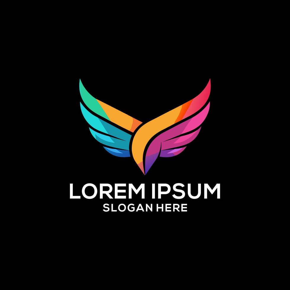 Wings logo colorful gradient illustration. Wings logo . Wings logo for business. vector