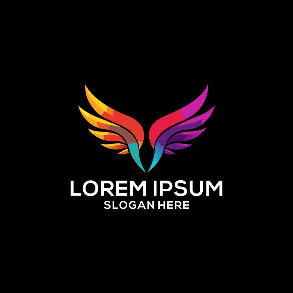 Wings logo colorful gradient illustration. Wings logo . Wings logo for business. vector